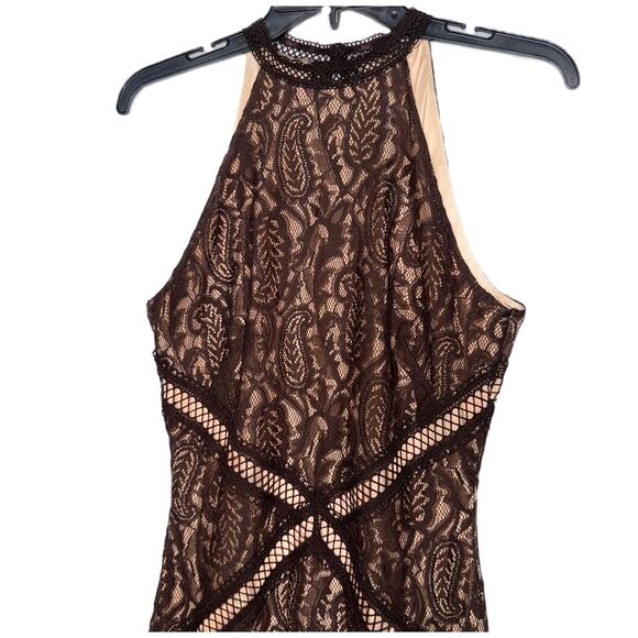 Guess New Liza Lace Halter Sleeveless Maxi Gown Dress Dark Coffee - Small - $178 - Picture 5 of 11